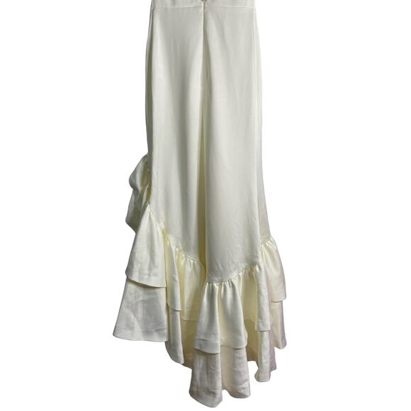 Bronx & Banco Paros Gown Silk Ruffle Hem Pearl Embellishments Bridal White Small - Picture 9 of 14